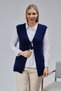 Women's Middle-Aged and Older V-Neck Pocketed Glitter Knitted Wool Mother's Knitwear Vest - 7
