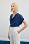 Kollar Stone Detailed Casual Blouse - Indigo - 3