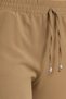 Women's Relax Fit Comfortable Cut High Waist Narrow Leg Elastic Waist Lace-Up Khaki Trousers - 6