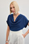 Kollar Stone Detailed Casual Blouse - Indigo - 4