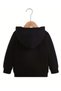 Girl's Black Hooded Pink Sweatshirt with Pink Butterflies and Flowers Print - 2