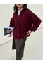 Women's Burgundy Oversize Knitwear Cardigan with Dirty Stitching 7000 - 4