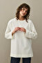 Basic Sweatshirt with Slit Detail Ecru - 2