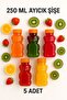 5 Teddy Bear Bottles – Fun Children's Juice Bottle with Orange Lid, 250 ml for School and Picnics