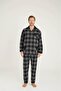 Kly 4038 men's plaid cotton flannel long sleeve button down pocket pajama set