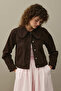 Round Neck Denim Jacket Brown - 5
