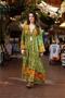 Green Color Floral Pattern Half Button Detailed Bohemian Dress - 8