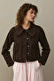 Round Neck Denim Jacket Brown - 3