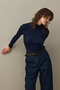 Ribbed Basic Sweater Navy Blue - 3