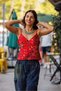Red Color V-Neck Patterned Blouse - 4