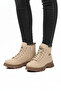 Beige Fur Inside Non-Slip Sole Zippered Lace-Up Women's Boots 24090 Z