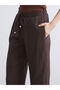Brown Textured Muslin Women's Trousers with Elastic Waist - 3