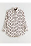 Beige Patterned Satin Women's Shirt Tunic - 5