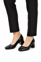 Black Leather Thick Heeled Women's Evening Dress Shoes 695042 Z