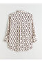 Beige Patterned Satin Women's Shirt Tunic - 6