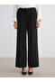 Black Belted Wide Leg Women's Pleated Trousers - 2