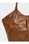 Women Brown Tote Bag with Pleated Detail - 3