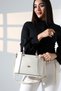 Women's Cream Hand and Shoulder Bag Suitable for Daily and Evening Dress Use - 3
