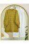 Square Patterned Slit Soft Knit Tunic - Oil Green - 5