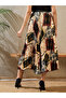 Printed Satin Pleated A-Line Midi Skirt - 3