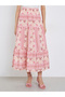 Floral Print Elastic Waist A-Line Midi Skirt - 2