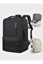 Black Travel Solid Zip Closure Backpack