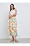 Floral Print Elastic Waist A-Line Midi Skirt - 2