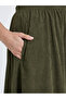 Ribbed Elastic Waistband A-Line Midi Skirt - 3