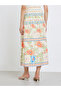 Floral Print Elastic Waist A-Line Midi Skirt - 5