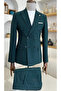 Double-Breasted Green Striped Slimfit Suit - 2