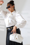 White Patent Leather Women's Portfolio Crossbody Bag and Modern Hand and Shoulder Bag That Can Be Held in the Hand - 2