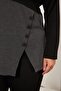 Plus Size Front Button and Pocket Detail Blouse Black - 4