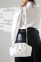 White Patent Leather Women's Portfolio Crossbody Bag and Modern Hand and Shoulder Bag That Can Be Held in the Hand - 5