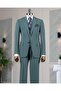 Italian Style Slim Fit Jacket Vest Pants Suit Green T14580 - 5