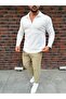 Vertical Striped Ottoman Fabric Zipper Detailed Men's Tracksuit Set - 2