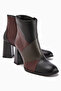 Ylwa Genuine Leather Black Claret Red Heeled Women's Boots - 4