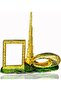 Trendful Dubai Future Museum, Burj Khalifa & Dubai Frame 3D Model, Golden Table Decor Souvenir for H