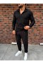 Vertical Striped Ottoman Fabric Zipper Detailed Men's Tracksuit Set - 3