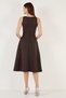 Regular Fit Crew Neck Pocketed Pleated Midi Length Evening Dress DRESS 6111963 - 5