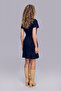 Etekucu Pleated Knee Length Navy Blue Dress - 4