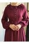 Lace Detailed Muslin Dress 1003 Burgundy |   Fendel - 2