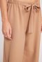 Women's relaxed fit comfortable wide leg beige trousers with elastic waistband and tie detail - 3