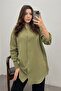 Women's Khaki Oversize Basic Muslin Shirt - 3