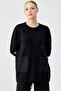 Lace detailed knitted suit with trousers black - 2