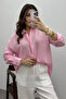 Women's Pink Oversize Basic Muslin Shirt - 4