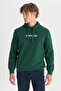 Cotton Regular Fit Regular Cut Hooded Sweatshirt with Logo Detail