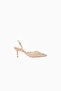 Rimini 70 Lace Slingback Heels, Crystal Stone, Pointed Toe, Luxury Handcrafted Design