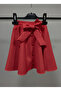 Girl's Red Flared Skirt with Bow and Beaded Front April 23 October 29 Show Skirt - 4