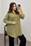Women's Khaki Oversize Basic Muslin Shirt - 6