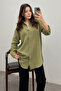 Women's Khaki Oversize Basic Muslin Shirt